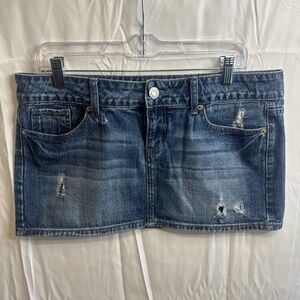 SO Distressed Blue Denim Mini Skirt